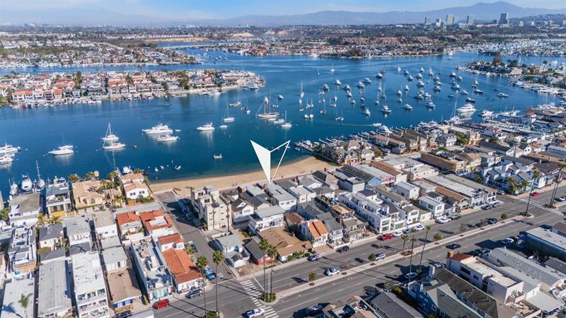 Aerial view with map pinpoint