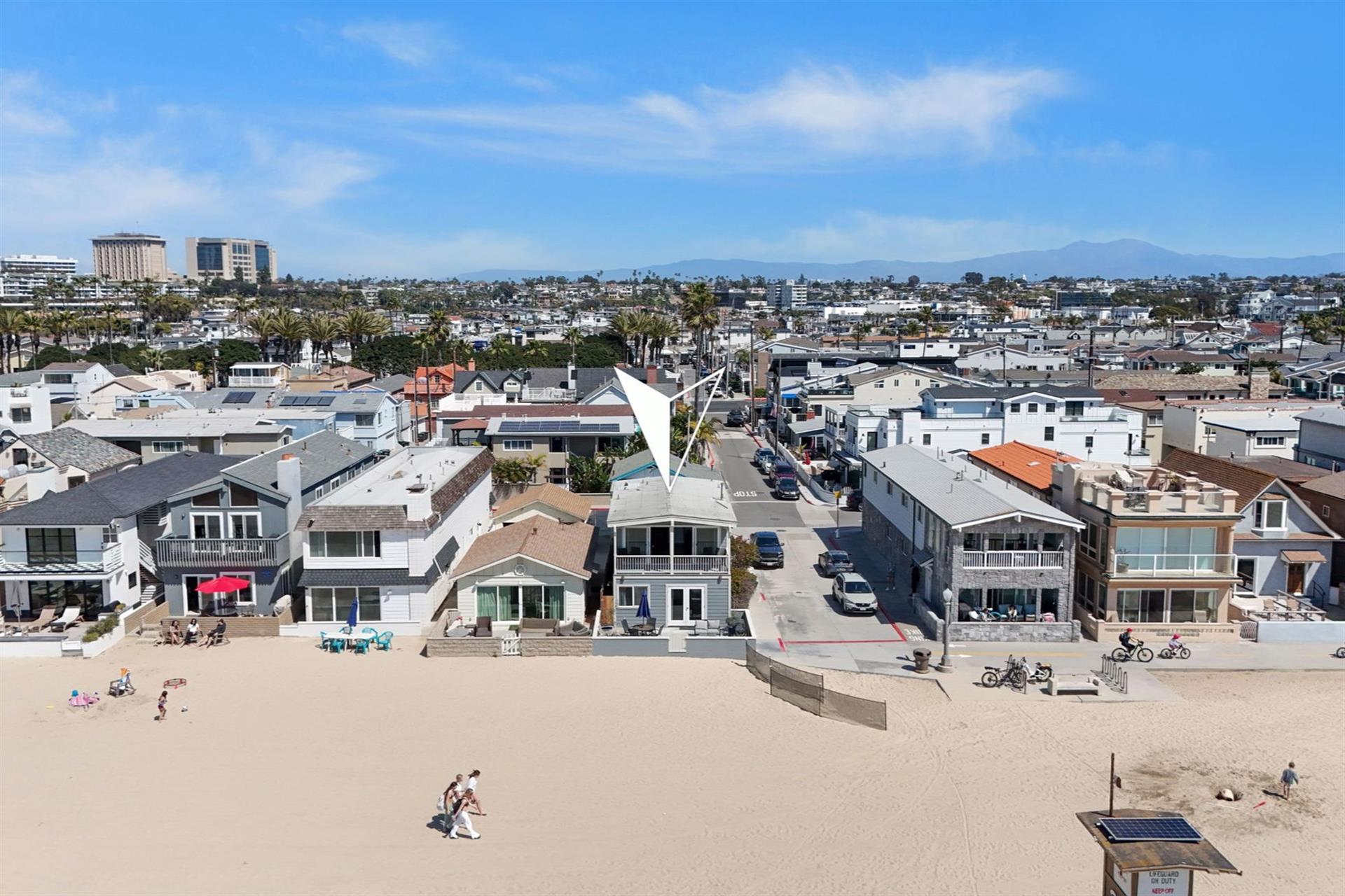 Aerial view of home from the beach
