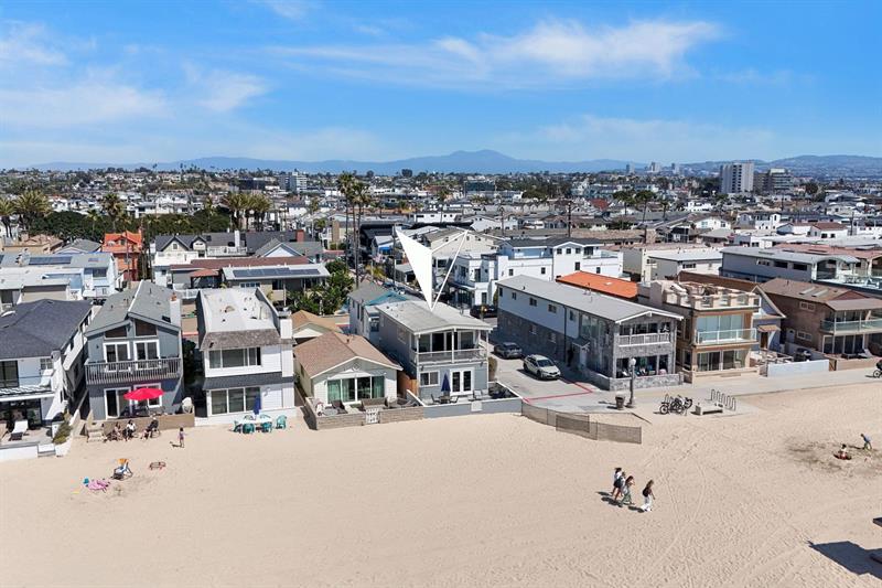 Aerial view of home from the beach