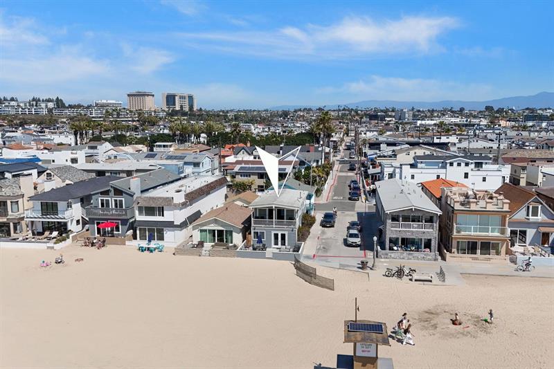 Aerial view of home from the beach