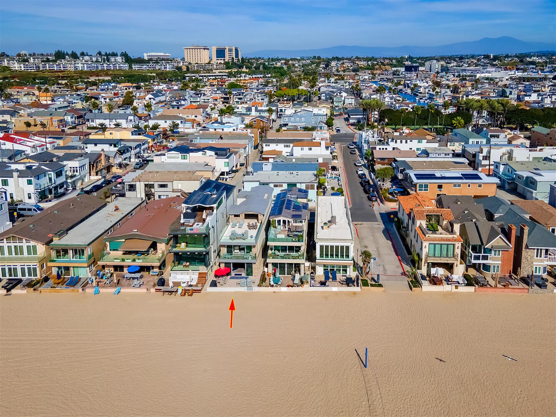 Aerial view of area with home location pinpoint