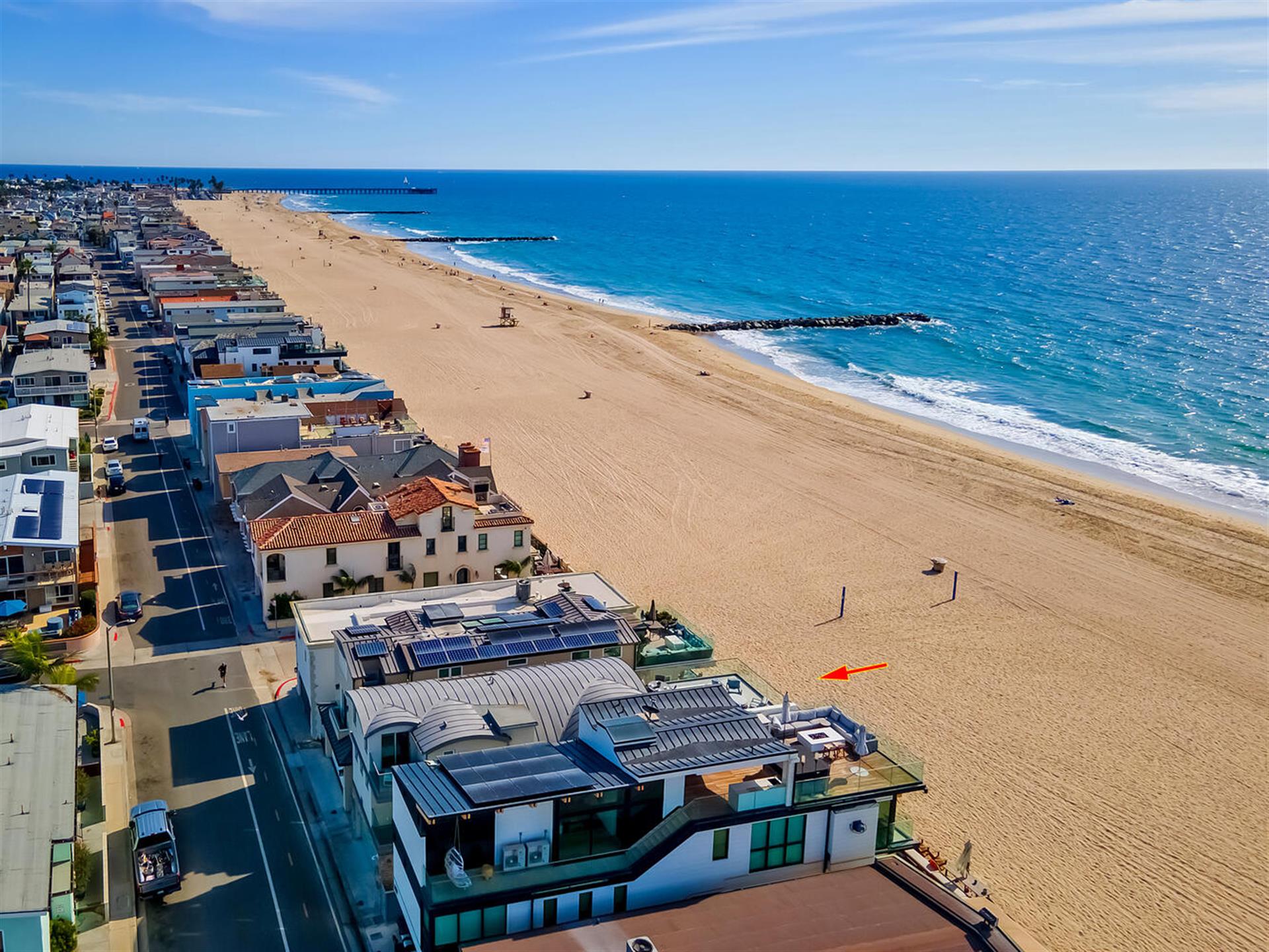 Aerial view of area with home location pinpoint