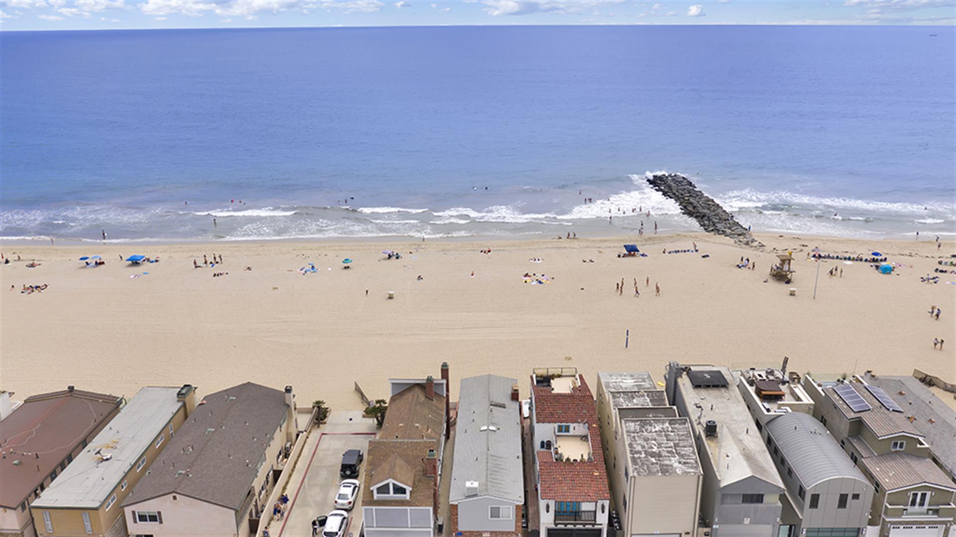 Aerial view of home and beach