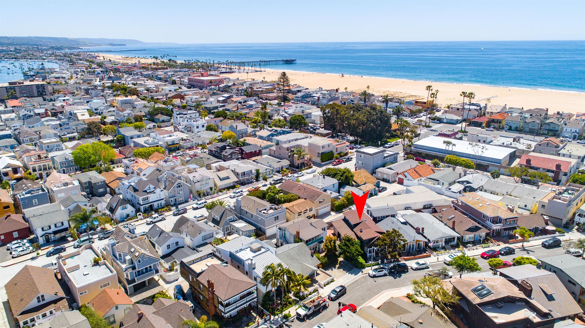 Aerial view with home pinpoint
