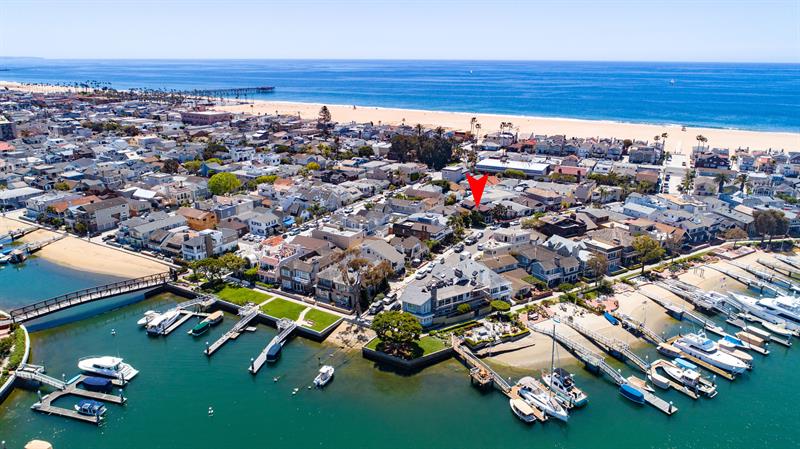 Aerial view with home pinpoint