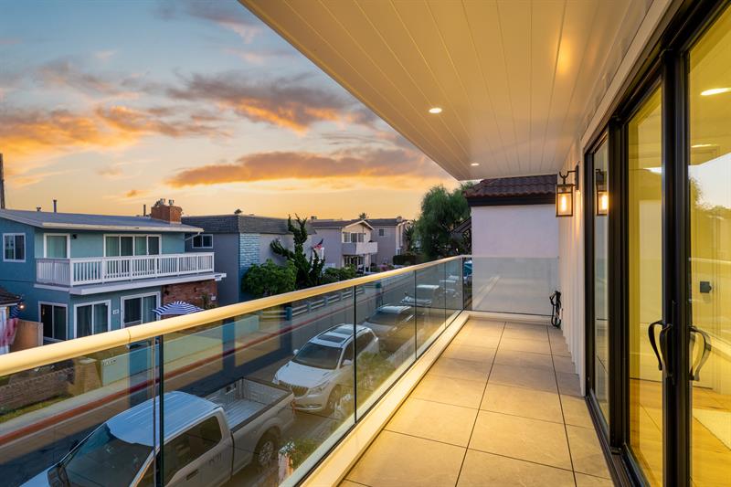 Second floor master balcony at sunset