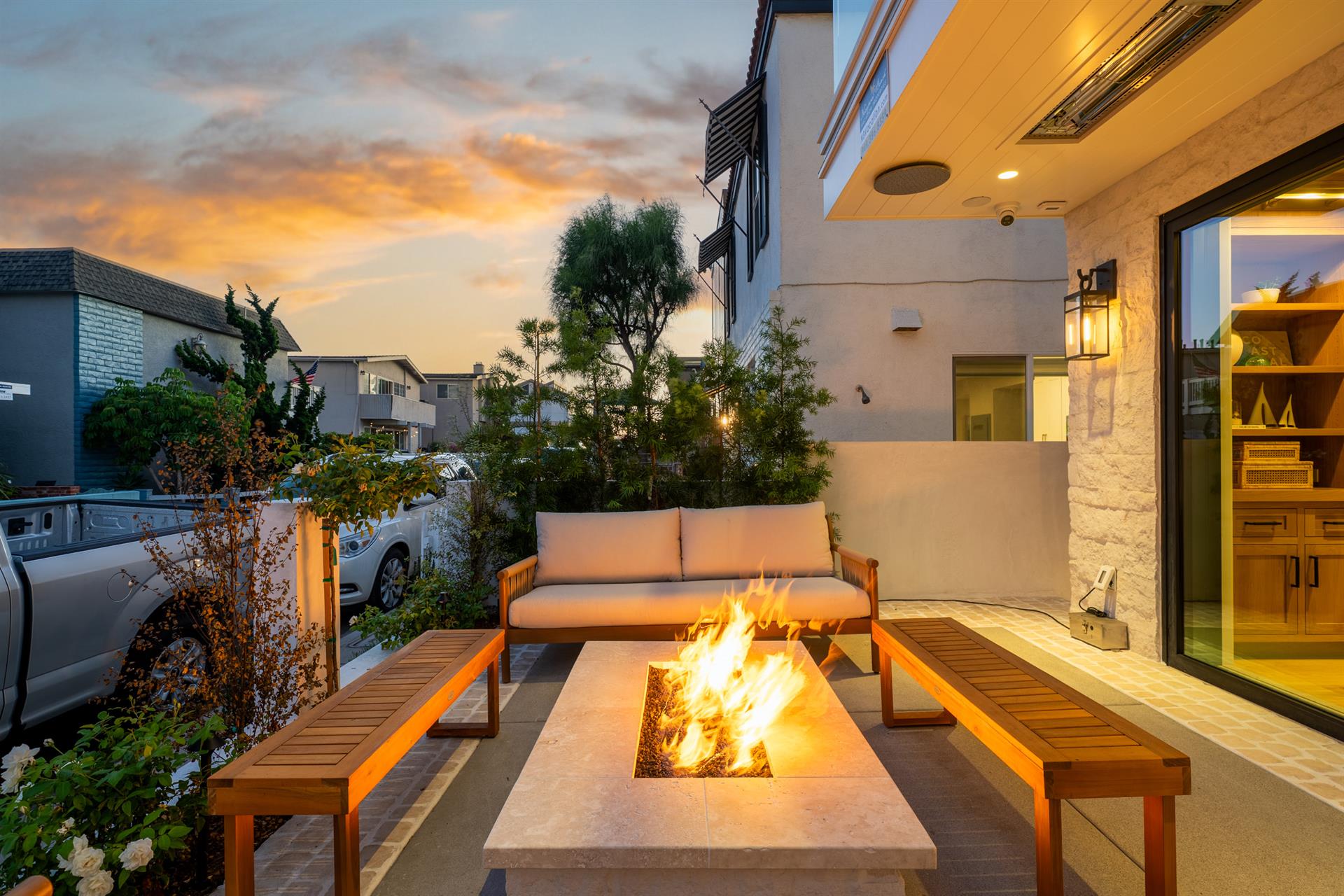 Entertainment patio at sunset