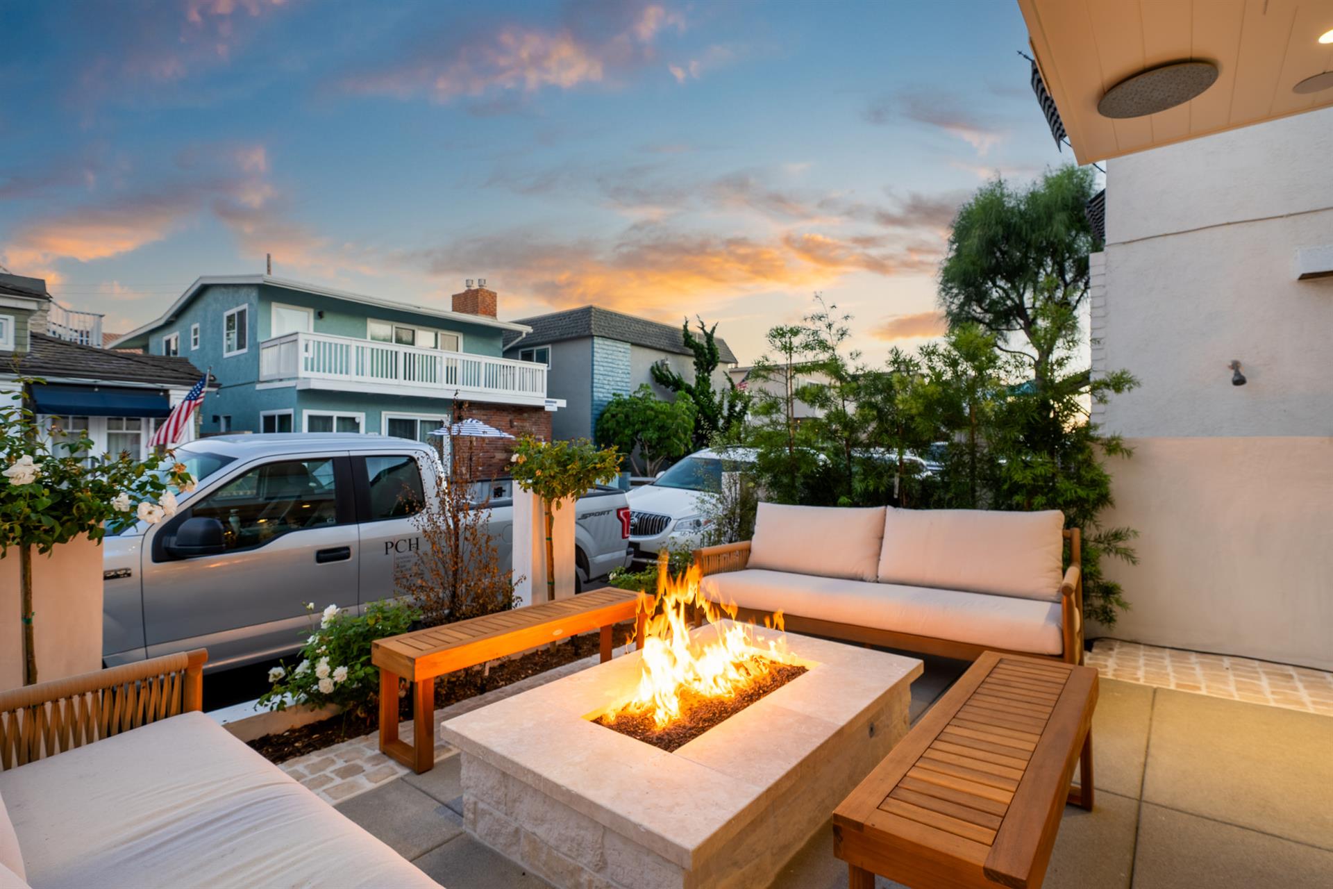 Entertainment patio at sunset