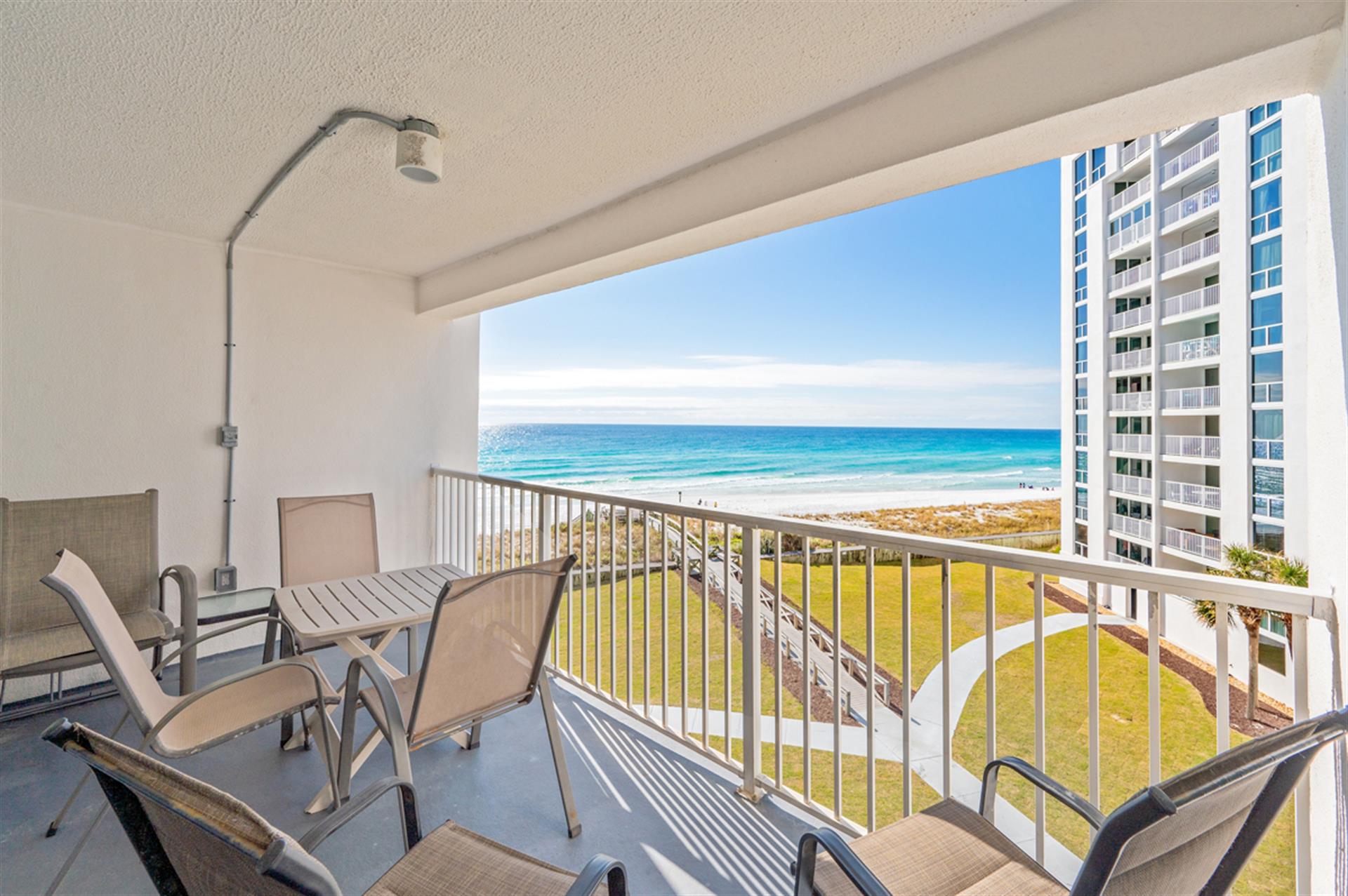 Balcony View of Courtyard and Beach