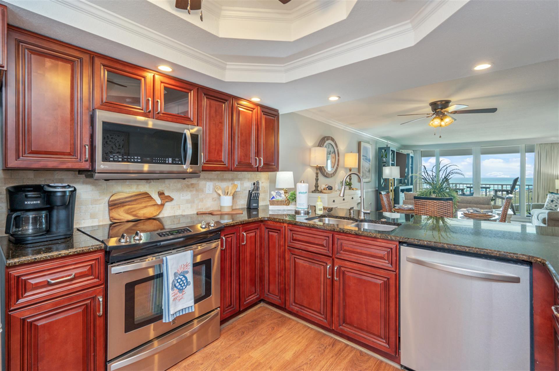 Kitchen with all stainless appliances