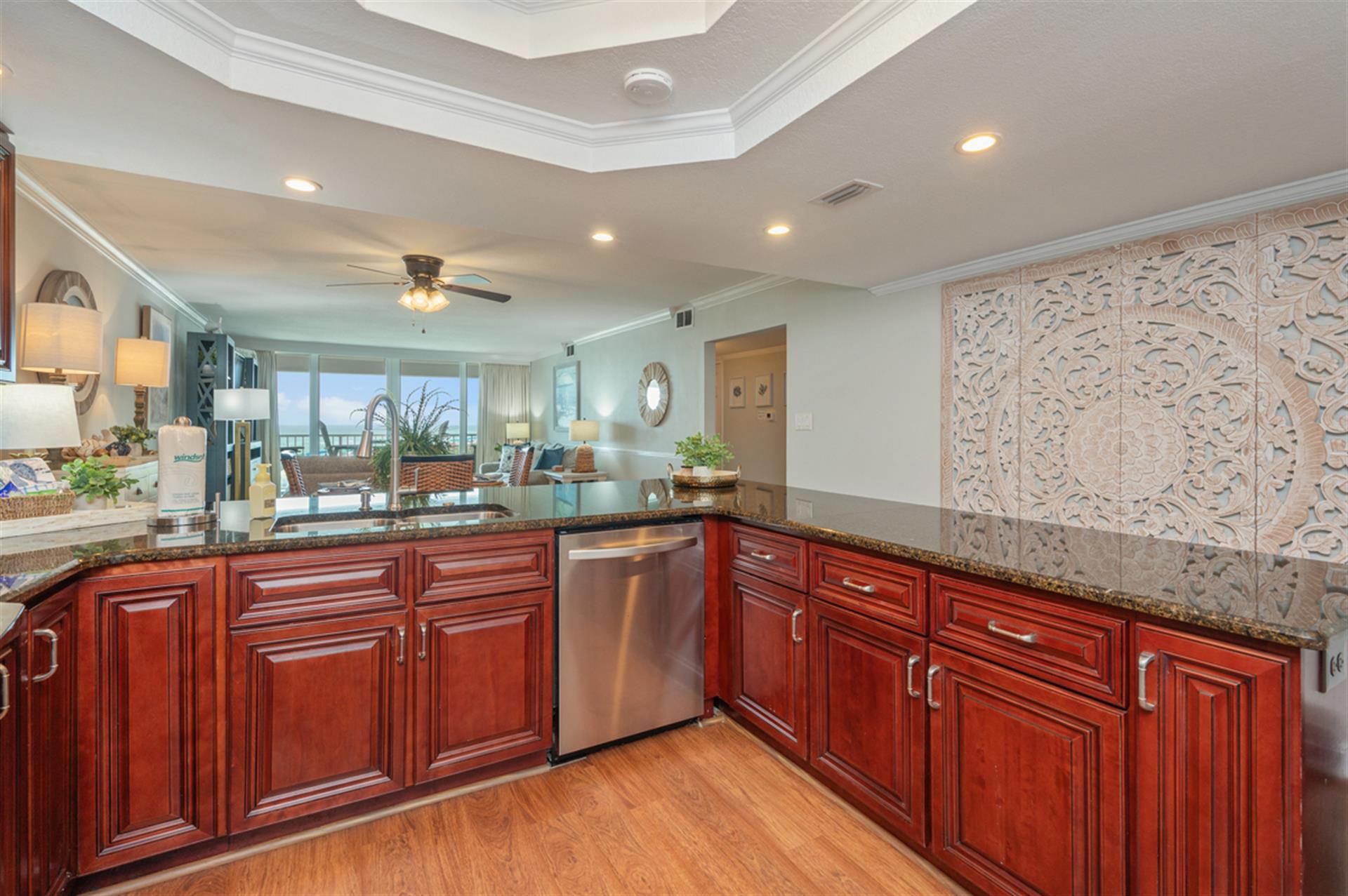 Kitchen with granite countertops