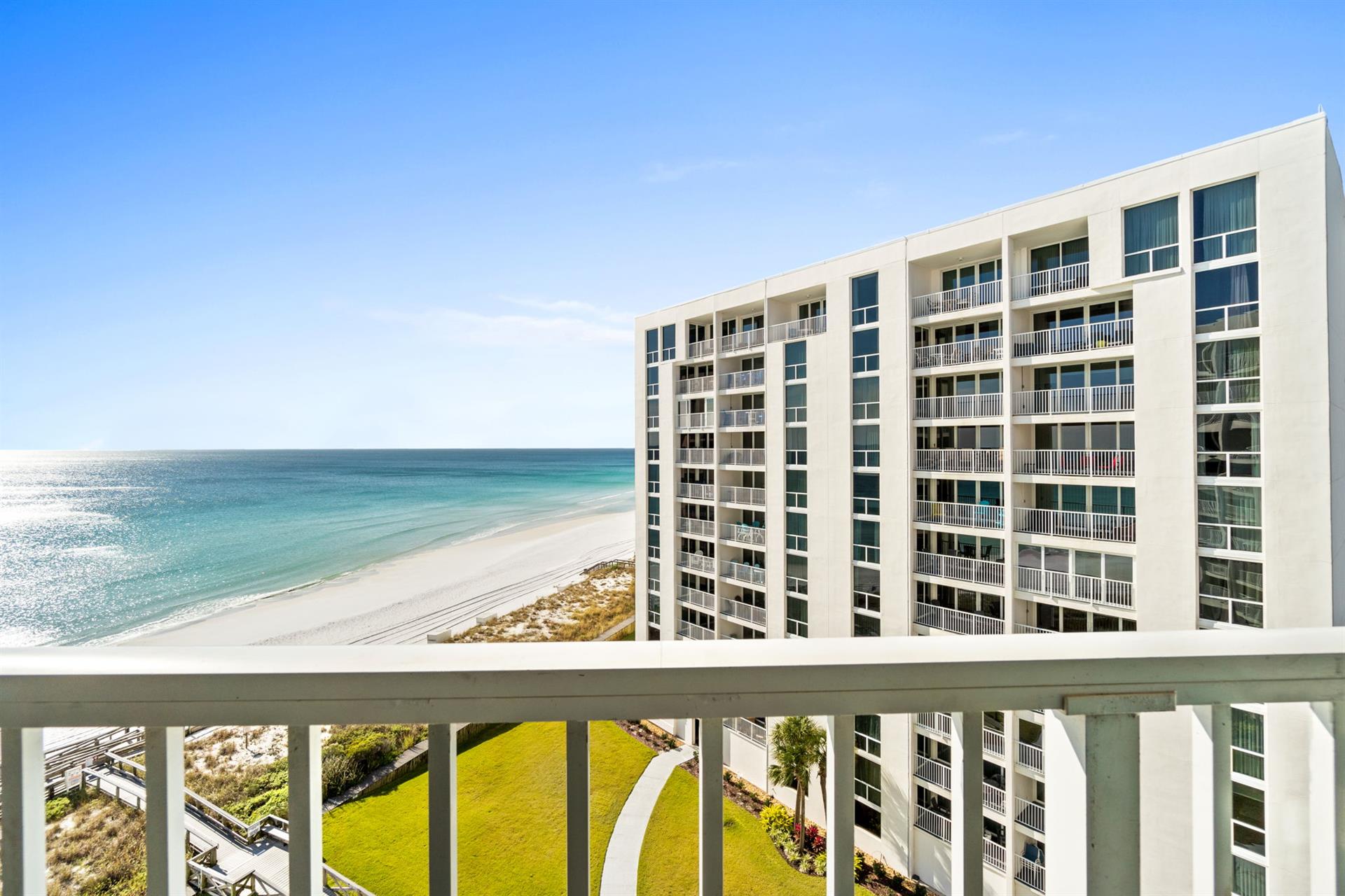 Balcony View of Courtyard and Beach