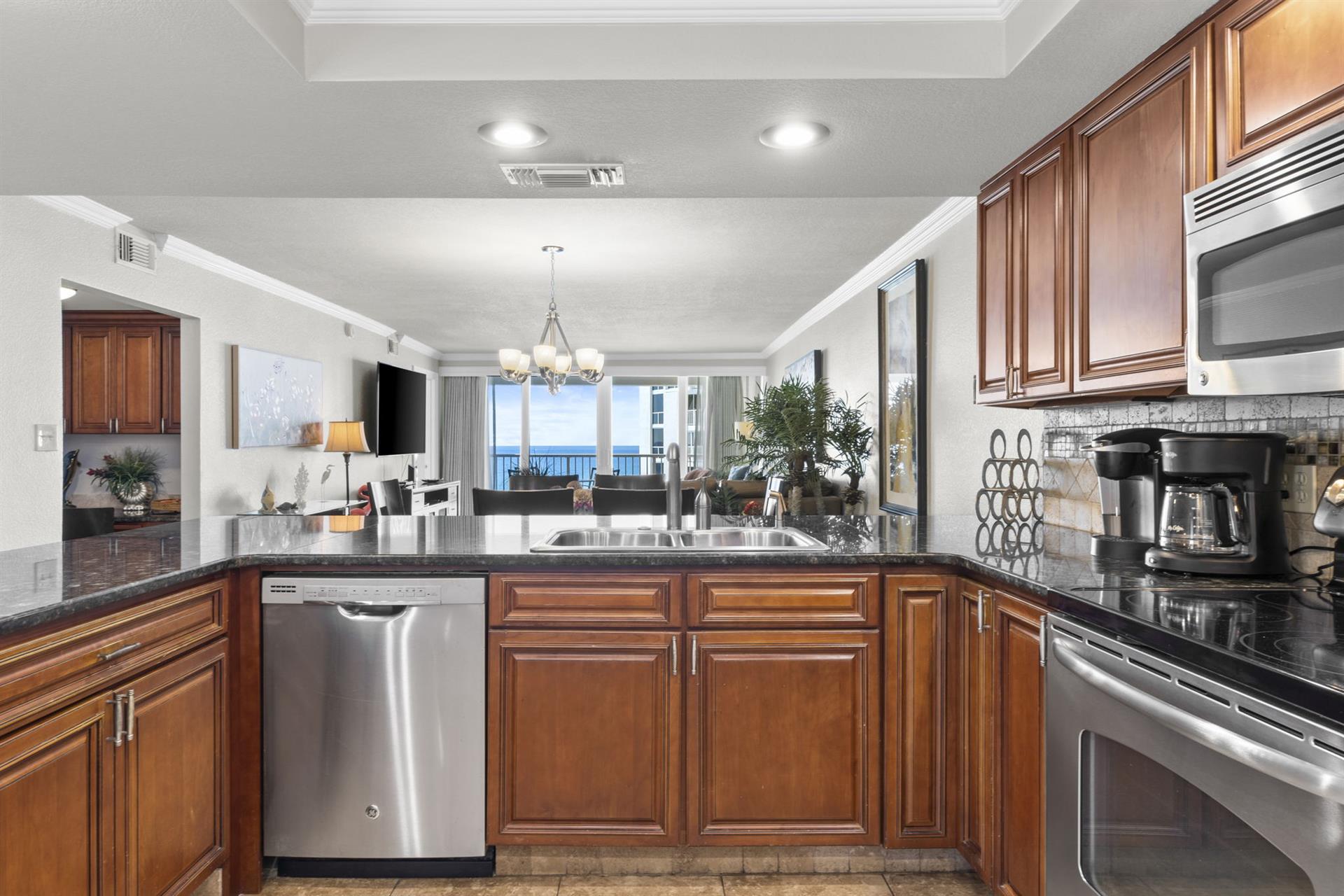 Kitchen with granite countertops