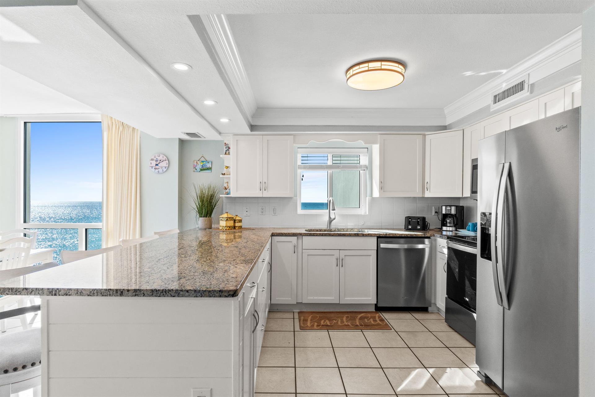 Kitchen with granite countertops