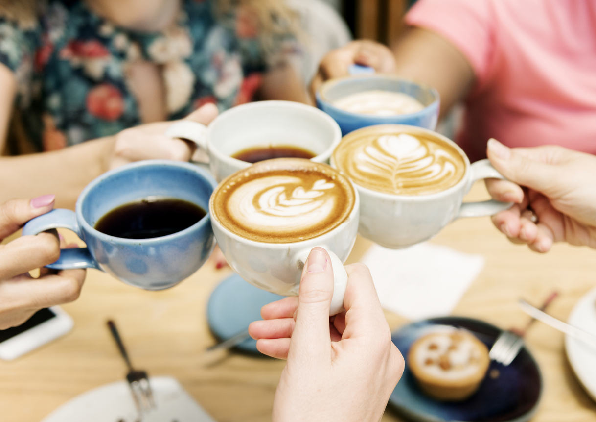 family meeting at a local coffee shop while on vacation to Miramar Beach