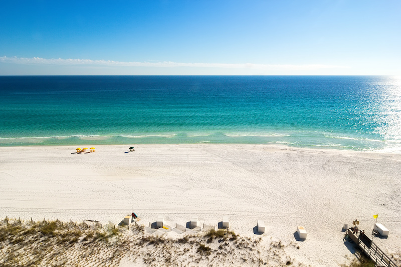 Aerial view of Destin Florida's white sand beaches