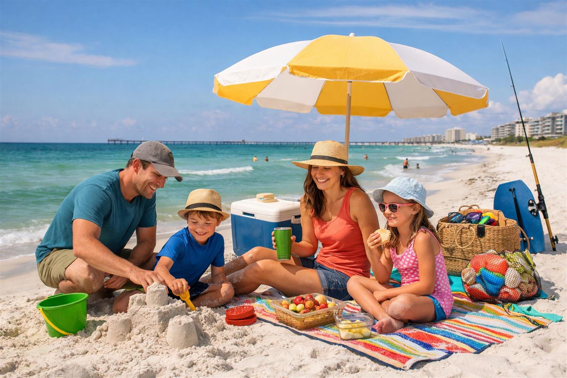 Family picnic on beach Family picnic on beach