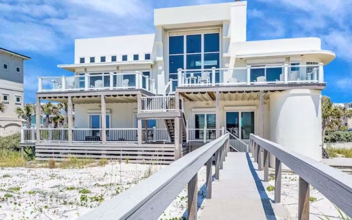 An exterior photo of Ariola 310 beach house on Pensacola Beach, Florida.