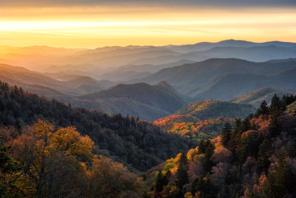 Fall overhead shot of the mountains