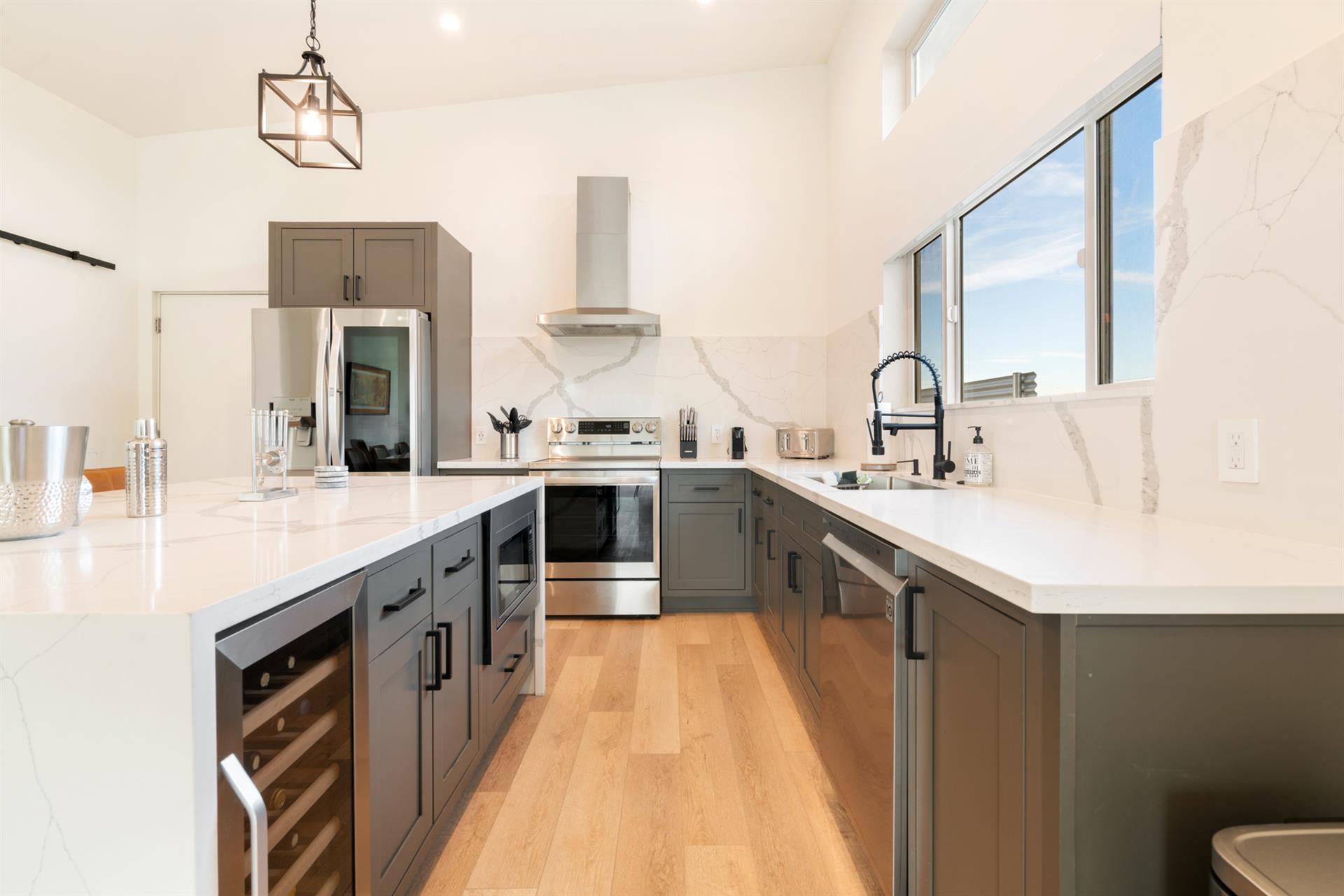 kitchen with wine cooler and dishwasher