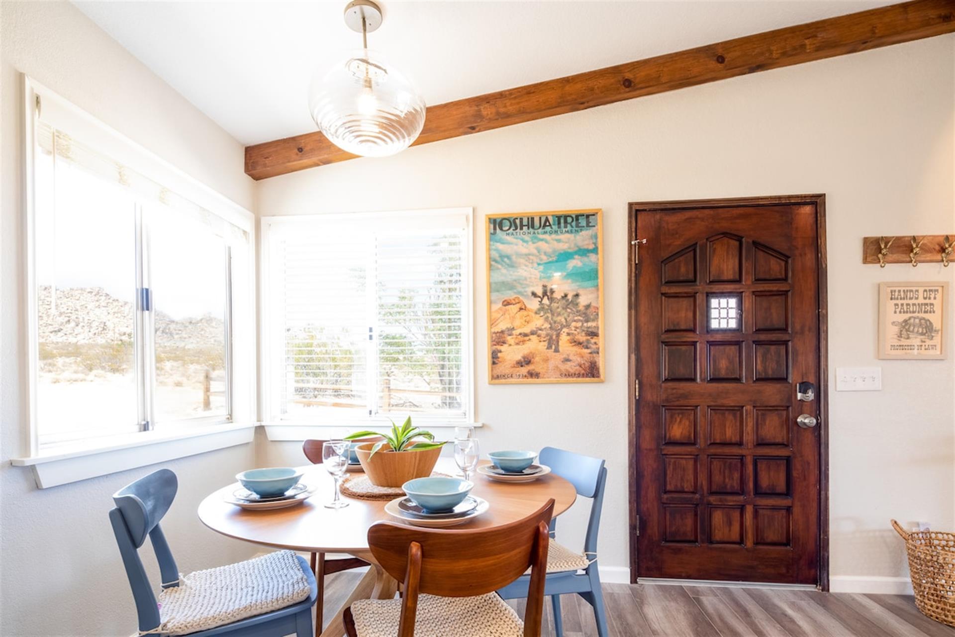 Dining area just off the kitchen. Seats 4 comfortably. A beautiful spot to share meals with friends and family.