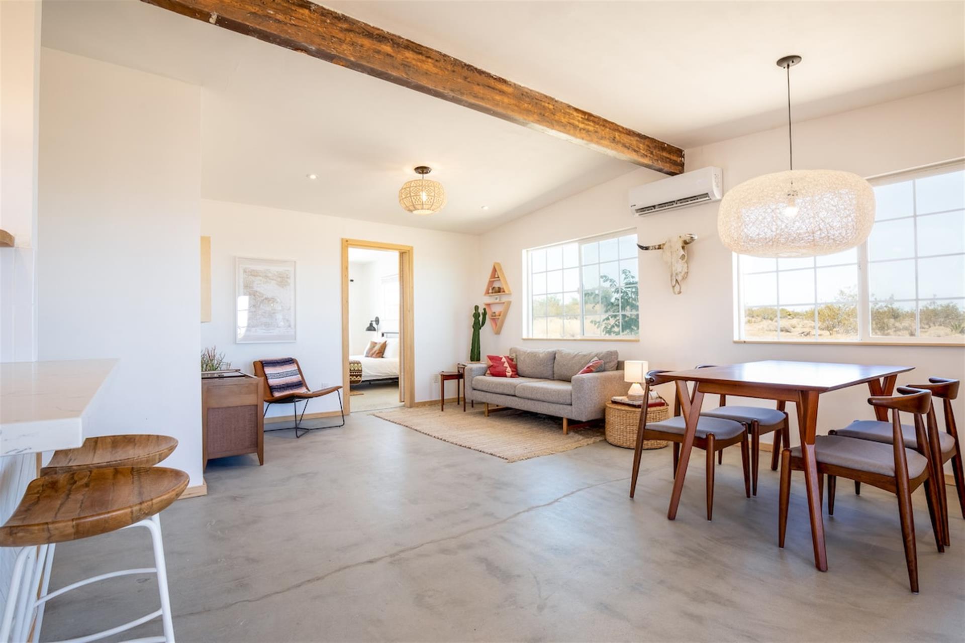 Living room and indoor dining area.