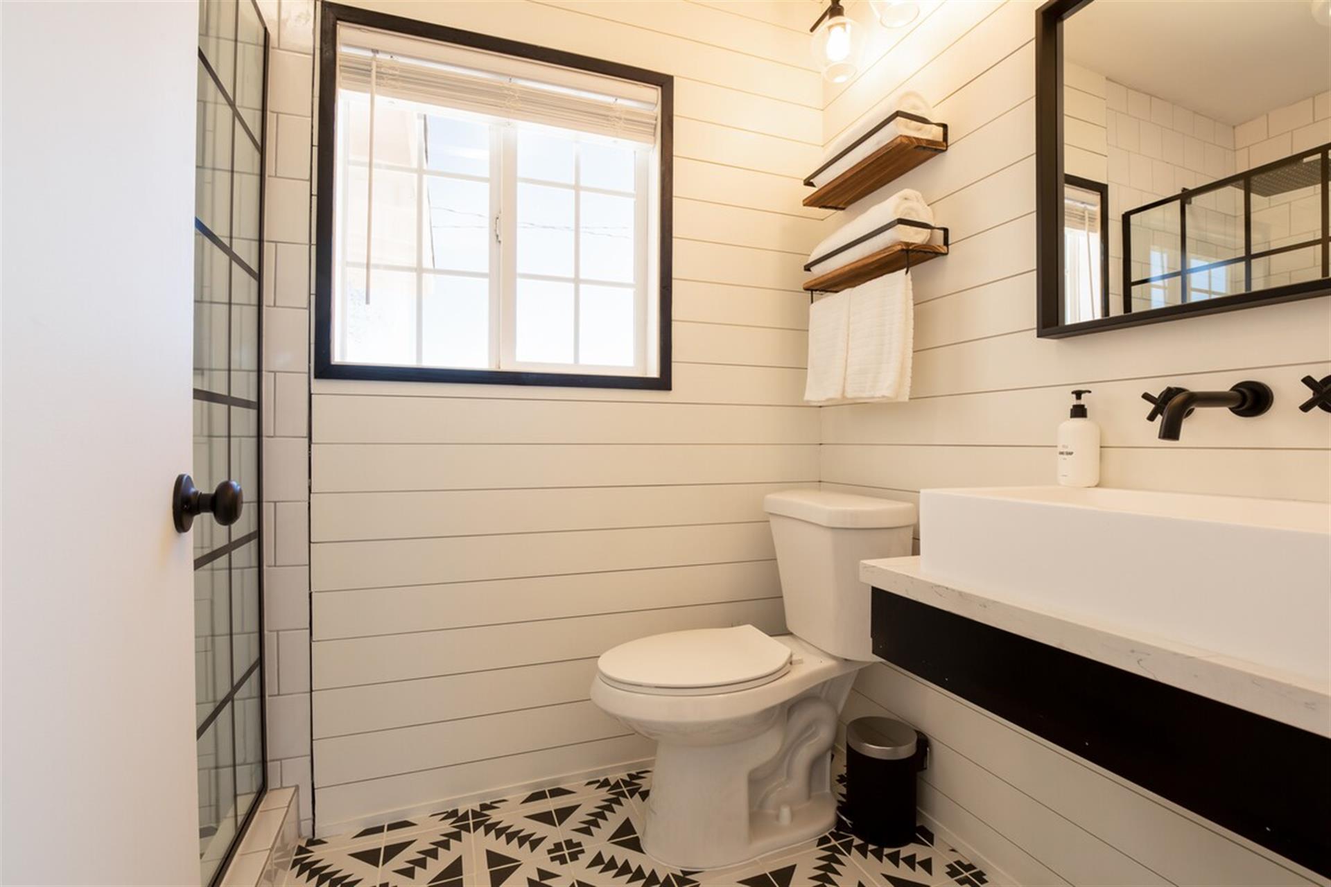 Master bathroom and walkin shower with rain shower head