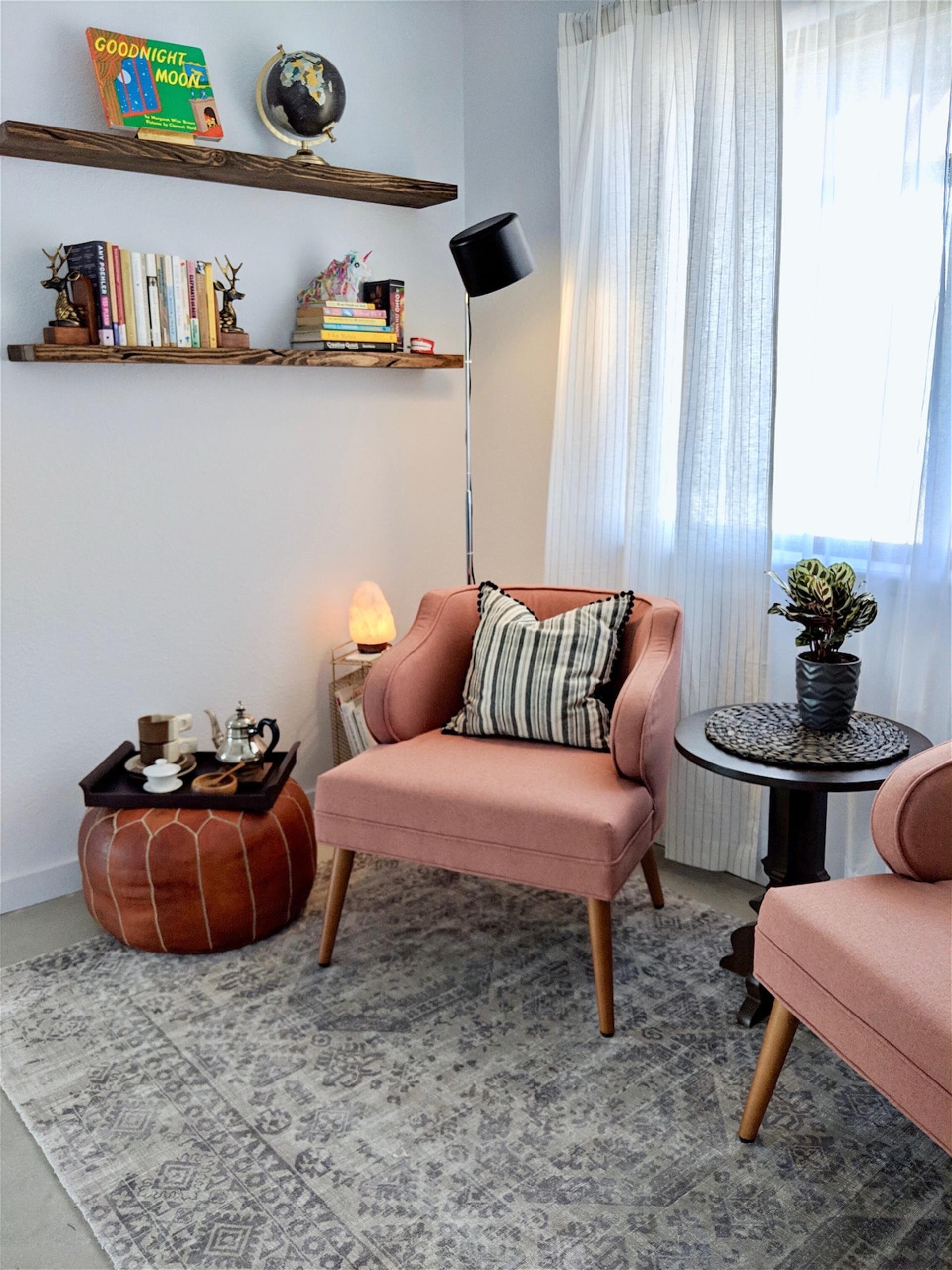 The Nook has a selection of books in addition to the record player, vinyl and bluetooth speakers.