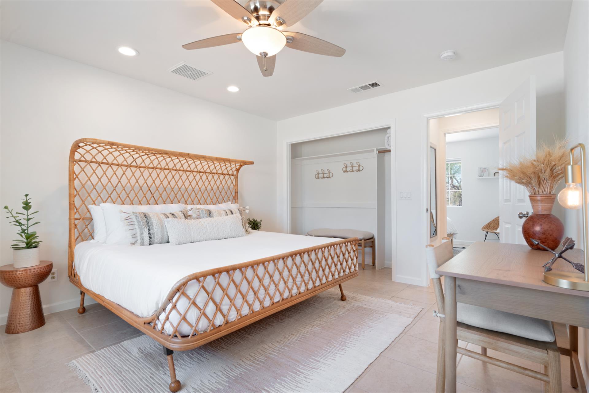 Primary bedroom with king bed and en suite