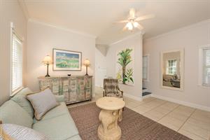 Modern, upscale living room can be formal or comfortable.