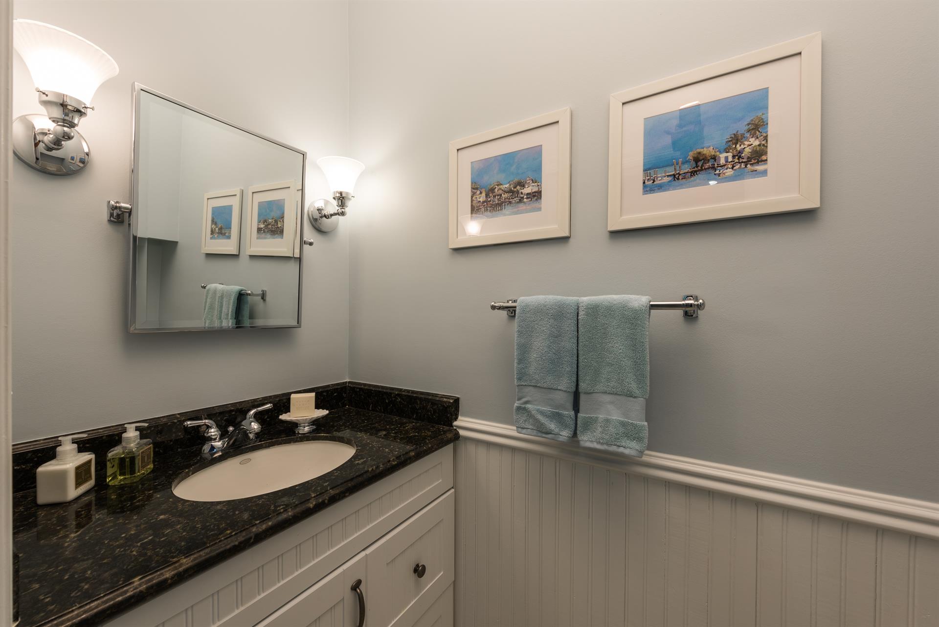 Powder room on first floor for convenience