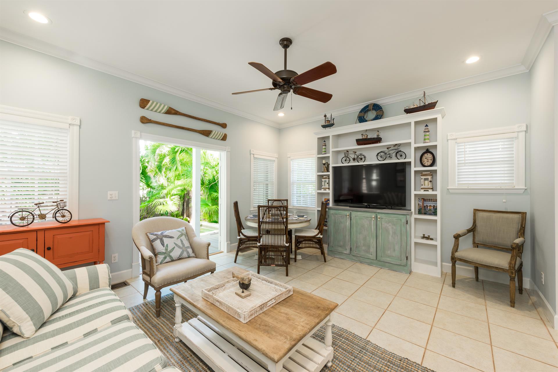 Youll enjoy your downtime in this cozy living room.