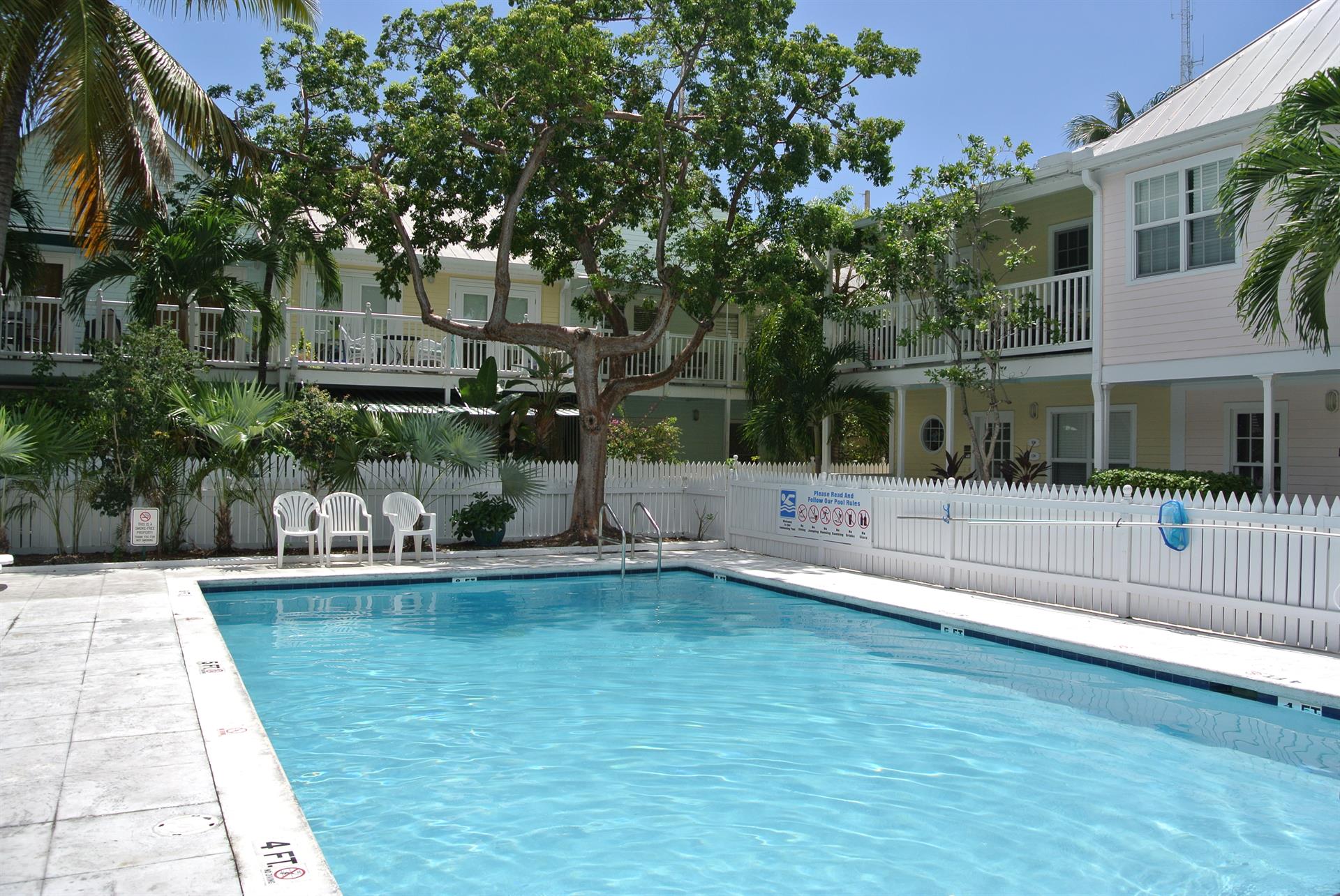 Youre just steps from the beautiful  relaxing pool.