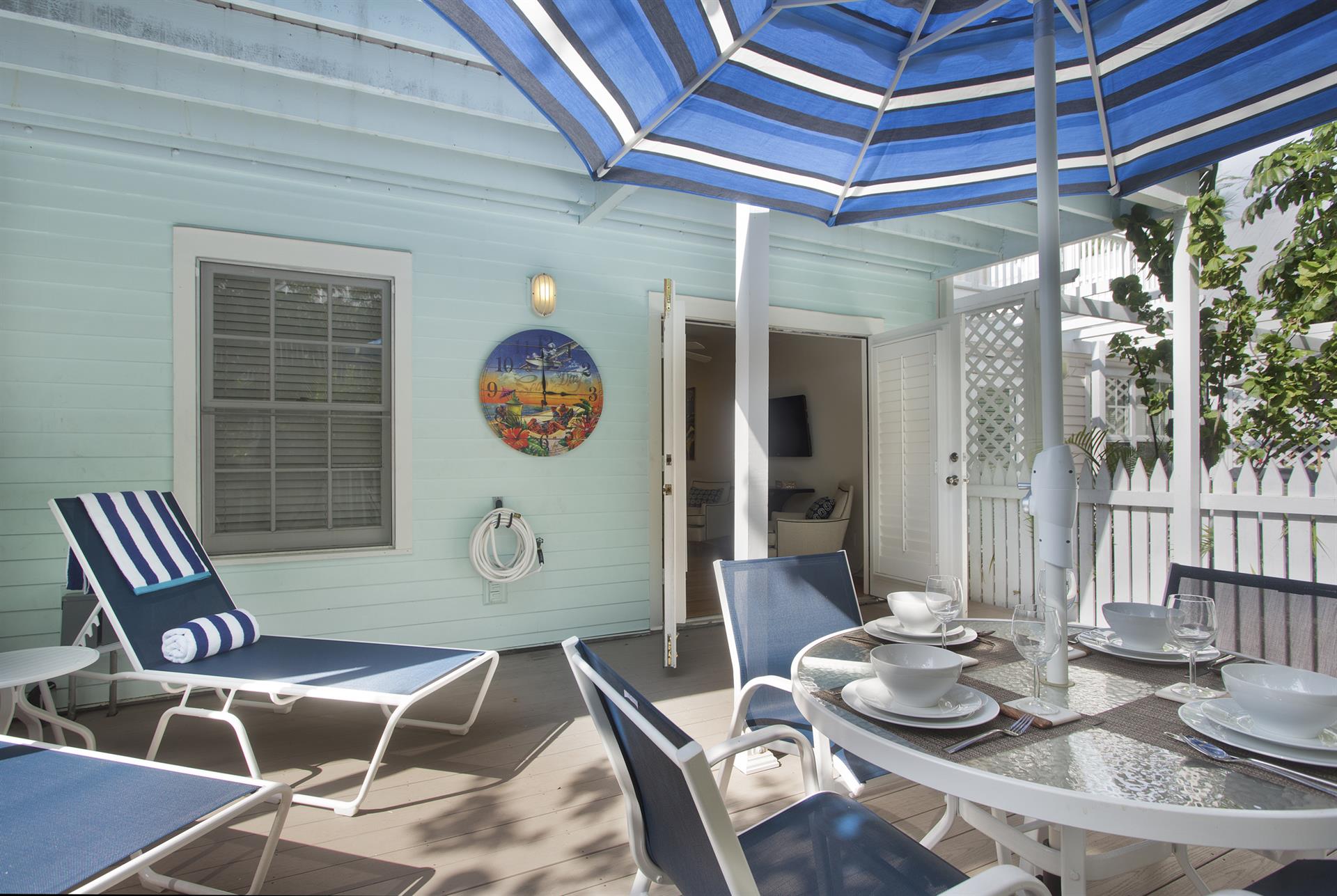 Outdoor area is just off the living room.