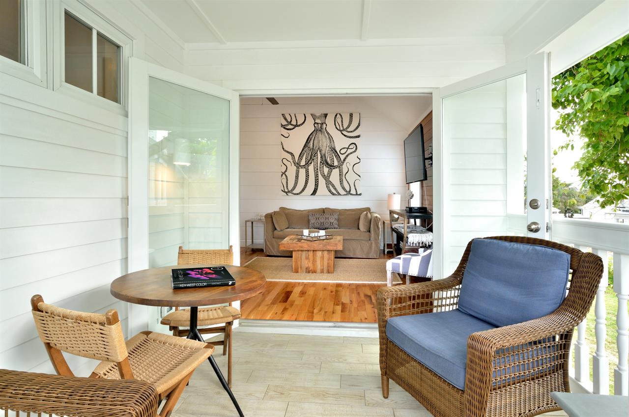 Gorgeous breezy balcony flows from the living room.