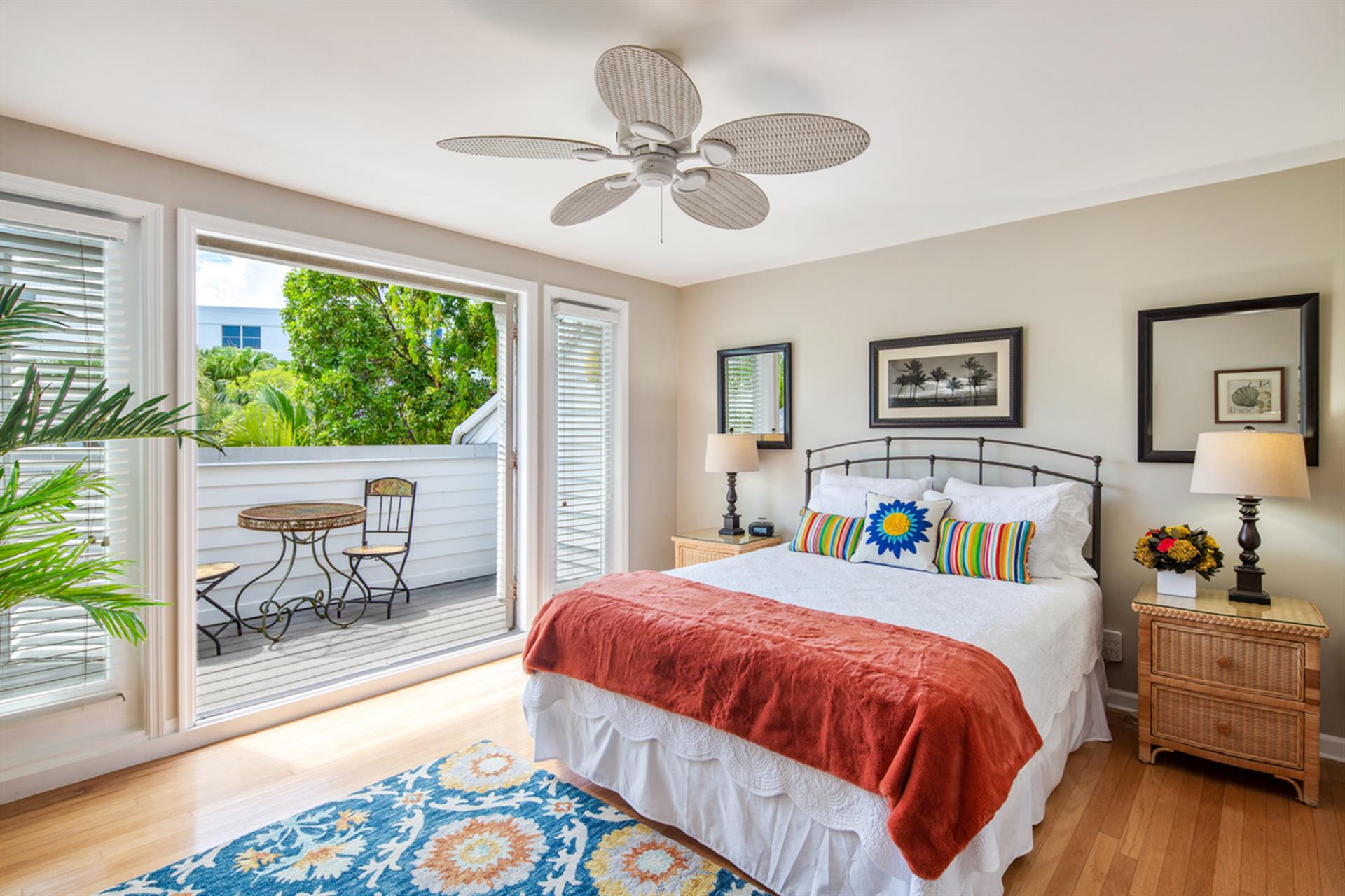 Spacious primary bedroom is located on the second level.