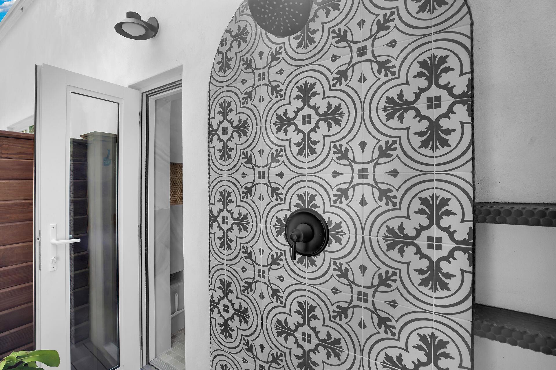 Prmary bedroom leads to your private outdoor shower.