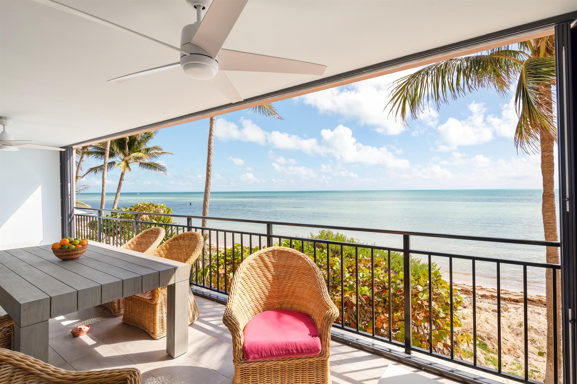 Seating for dining on the balcony