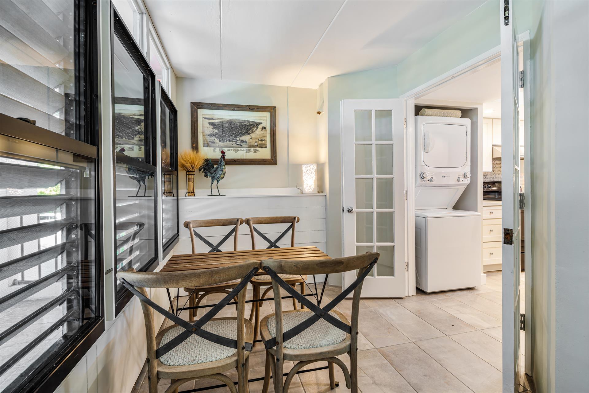 Cafe set for morning coffee