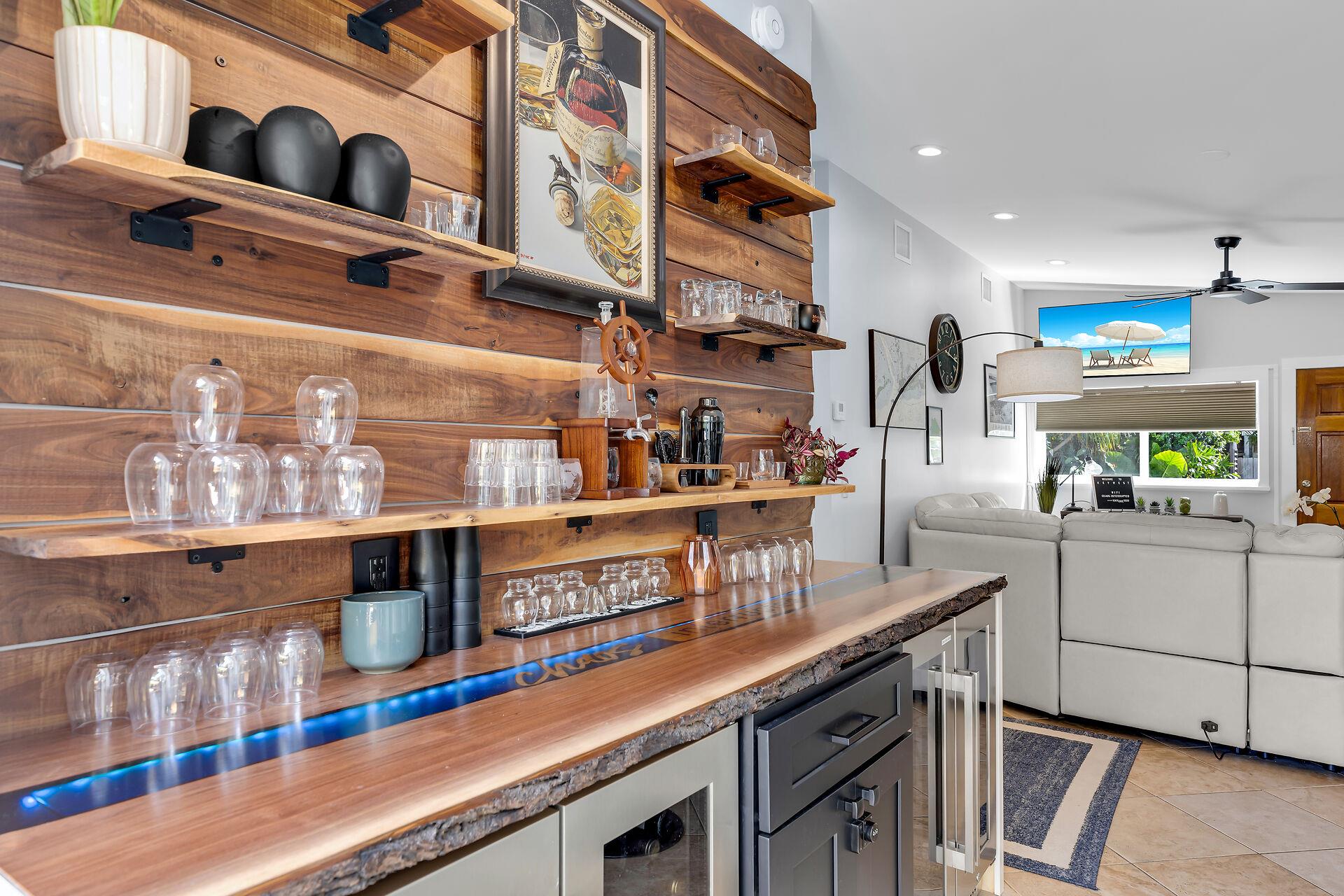 Custom wet bar with two wine fridges