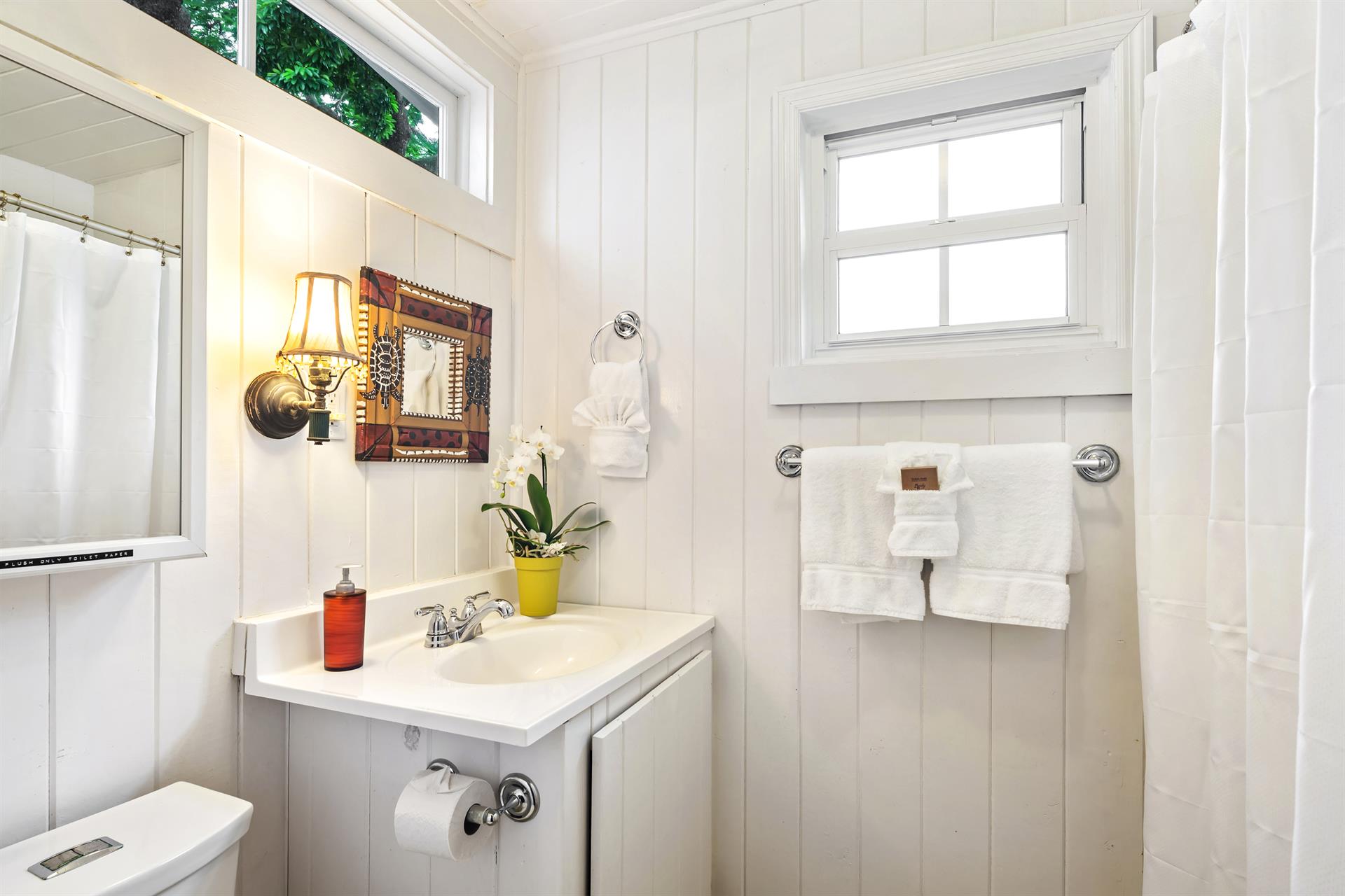 Plenty of natural light in the bathroom.