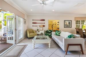 A view of the study with pocket doors.