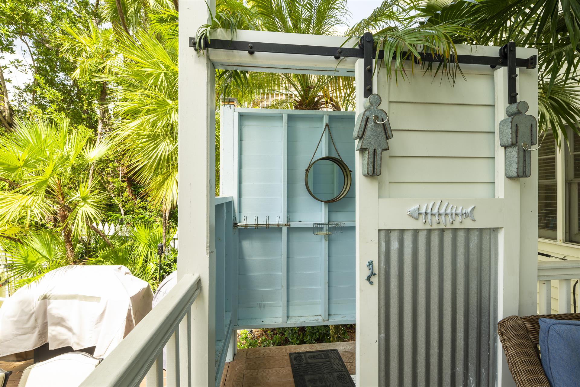 Rinse off in the convenient outdoor shower.