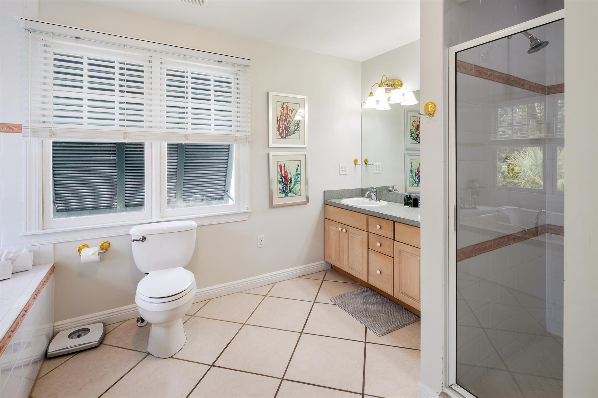 Walk in shower in primary ensuite.