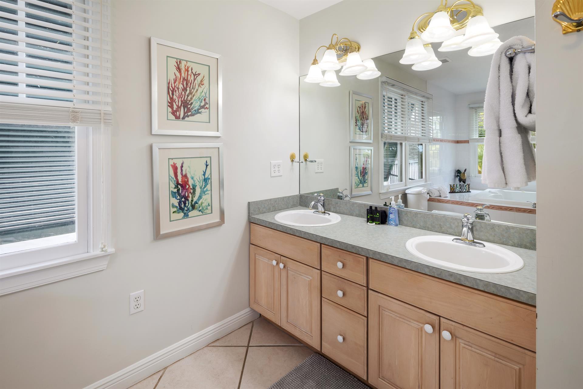 Double sinks in primary bath.