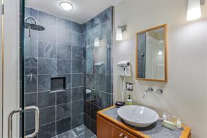 Firstfloor full bathroom with rainfall shower head.