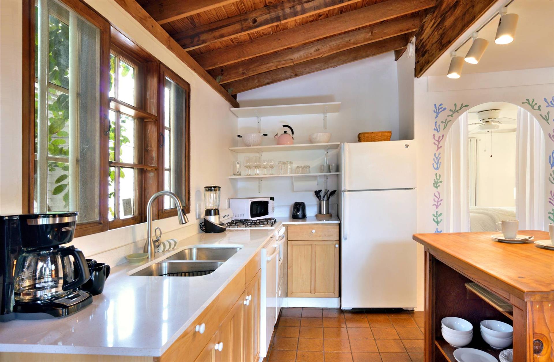 Enjoy the arched door and exposed beams in Solaris Garden.