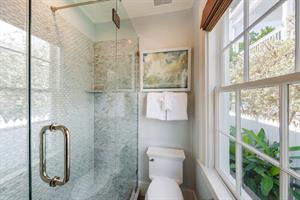 Youll love showering in this glass walkin shower