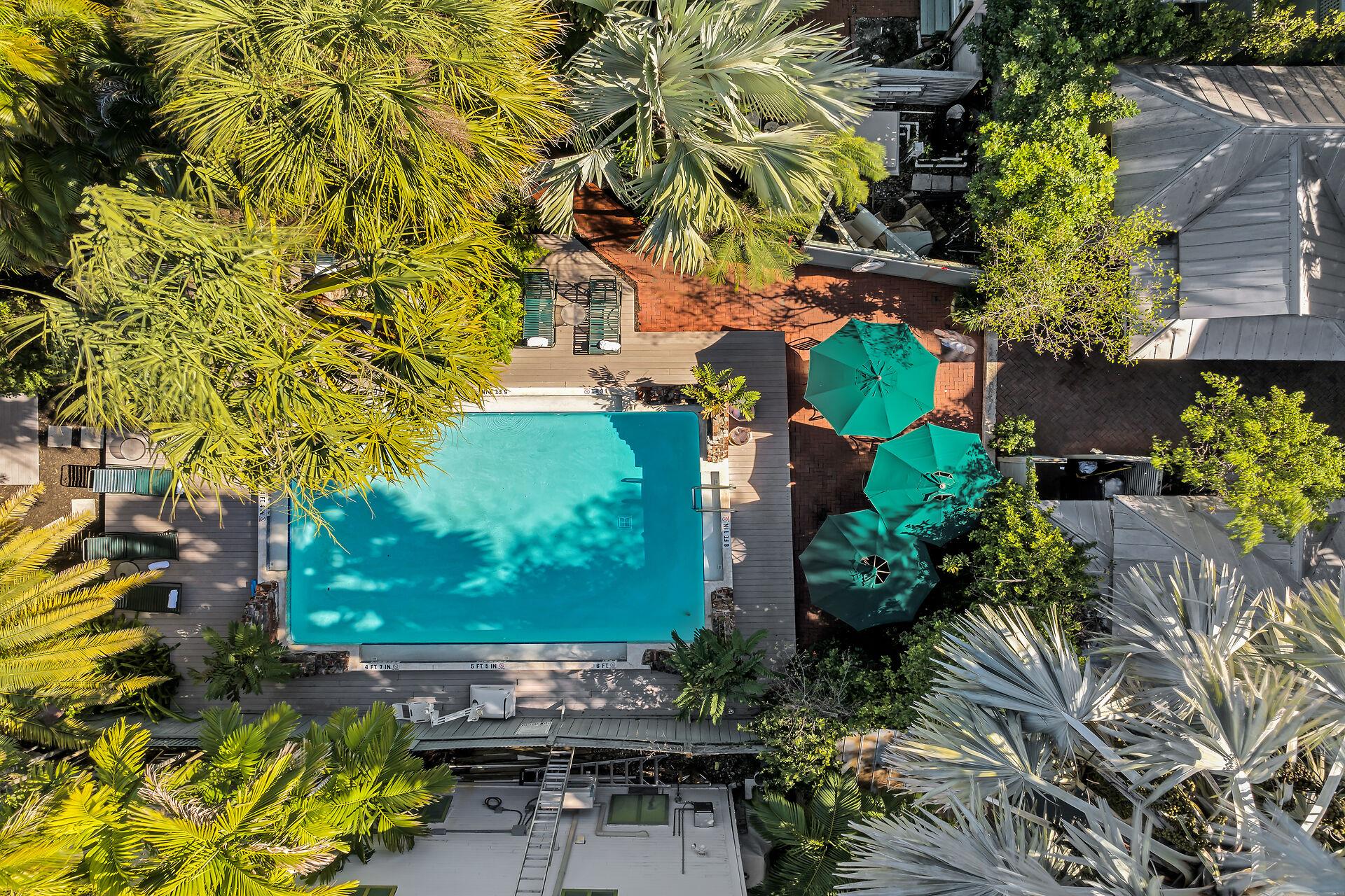 Overhead view of pool area