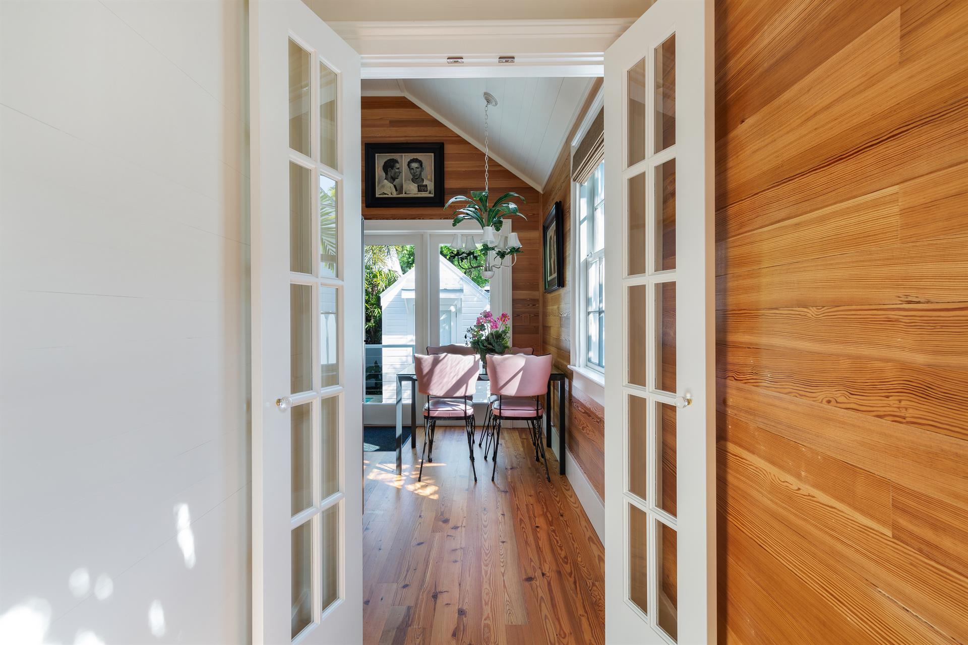 We love these amazing preserved pine walls.